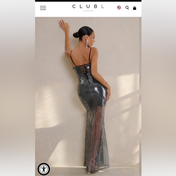 Sequin Square Neck Maxi Dress - Picture 3 of 4